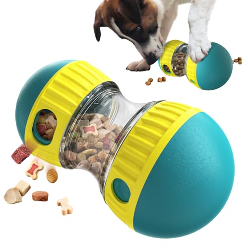 BSISUERM Dog Puzzle Toy Adjustable Treat Dispensing Ball Food Dispenser Tough Slow Feeder Puppy Enrichment Training Toy Pe...