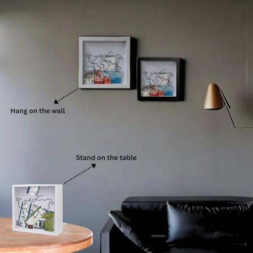 Legend - Travel Adventure Archive Shadow Box with Slot on Top | Travel Shadow Box Frame to Store Memories, Photos, Currenc...