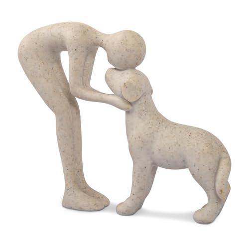 FriyGardcn Dog Sculpture Home Decor Cute Man and Dog Statue Decoration for Office、Living Room、Bedroom、Home， Memory Gifts f...