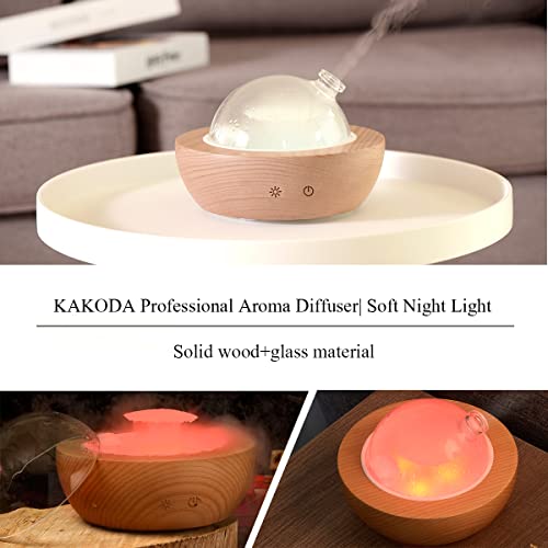 Kakoda Glass Essential Oil Diffuser,Real Wood Base,The 2025 Upgrade Aromatherapy Diffuser,Aroma Diffuse Humidifier,LED Lig...