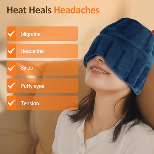 FSA Eligible HSA, Comfytemp Migraine Headache Relief Cap, Microwave Heating Pad Migraine Mask Heat Cap for Sinus Pressure,...
