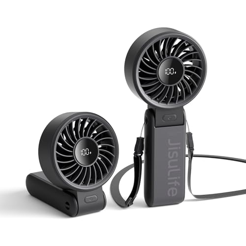 JISULIFE Handheld Fan Life7 – Ultimate Flexibility: Wide & Strong Airflow, 19.5H Max Cooling, 5000mAh Rechargeable, 5-Spee...