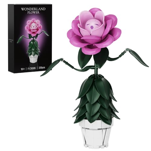 Wonderland Flower Building Sets Compatible with Lego Flowers Botanicals for Adults, Girls, Women and Fans - Pink Rose Flow...