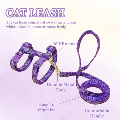 2 Pack Cat Harness and Leash Set with Collar, Escape Proof & Adjustable Kitten Harness for Small to Medium Cats, Walking &...