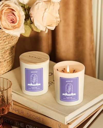 AOOVOO Lavender Candles Set for Women - 4 Pack Candles for Home Scented, Aromatherapy Candle with Crystals Inside, 28 oz 2...