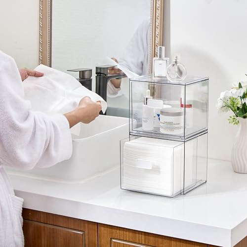 Vtopmart Disposable Facial Towels Holder,Clear Storage Drawer Compatible with Clean Skin Club Towel XL,Acrylic Box Hold 50...