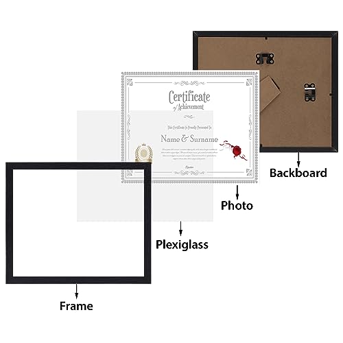 HORLIMER 8.5 x 11 Picture Frame Set of 15, Black Photo Frames 8.5 by 11 for Certificate Diploma Document, Wall Hanging or ...