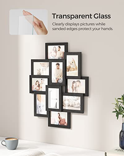 SONGMICS 4x6 Collage Picture Frames, 10-Pack Photo Collage Frame for Wall Decor, Glass Front, Assembly Required, Ink Black...