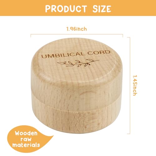 Thootyriaf Modern Wooden Baby Umbilical Cord Memorial Box (Umbilical Cord Box) - Newborn, Christening - 2" x 2" x 1.4" - S...