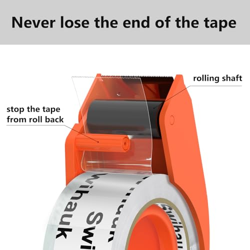 Swihauk 1.88 in x 66.6 YDs Heavy Duty Packing Tape with Dispenser, Strong & Durable Shipping Tape, Packaging Tape, Clear P...