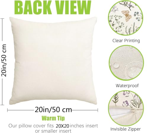 ARGOOFG Outdoor Spring Pillow Covers 20x20 Inch Set of 2,Waterproof Daisy Throw Seasonal Floral Outdoor Decorative Square ...