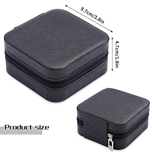 Neveika Portable Travel Mini Jewelry Box Leather Jewellery Ring Organizer Case Storage Gift Box Girls Women (black).