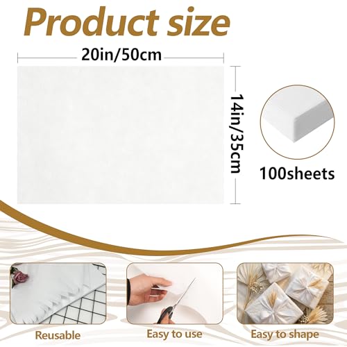 Bobobag 100 Sheets White Tissue Paper 20"X14" Tissue Paper for Gift Bags, Gift Wrapping Tissue, Christmas Tissue Paper Ann...