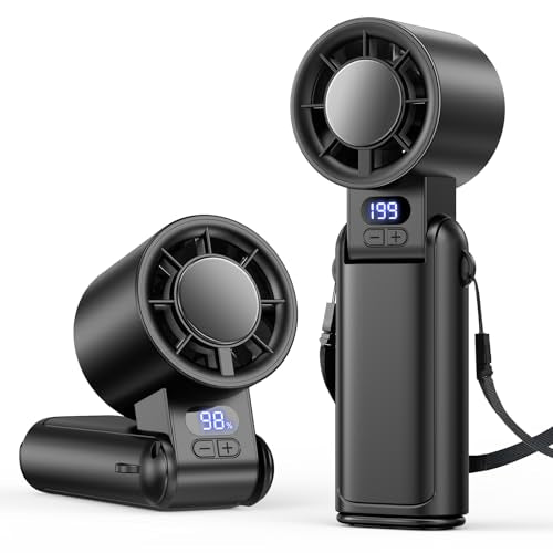 Deyhoc Portable Handheld Turbo Fan, 1-199 Speed Stepless Adjustable with LED Display, 3 IN 1 Pocket Design Mini Fans for I...