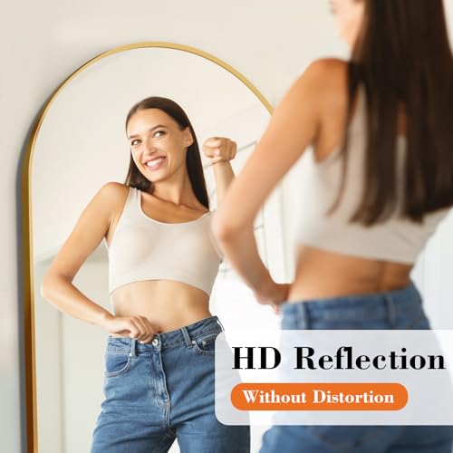 DUMOS 63.6"x20.6" Arched Full Length Mirror with Stand Floor Free Standing Aluminum Frame for Bedroom Body Hanging Leaning...