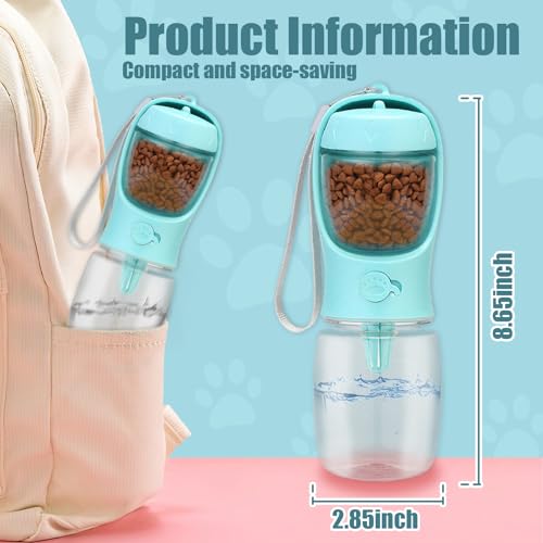 Bestac Portable 2-in-1 Pet Food & Water Feeder Leak-Proof Travel Bowl, Hiking & Walking Pet Water Dispenser (Blue, 350)