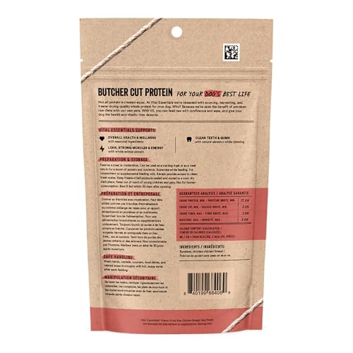 Vital Essentials Freeze Dried Dog Treats | Chicken Breast, Single Ingredient | Premium Quality | Grain Free Training Treat...