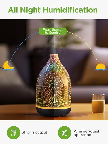 InnoGear Essential Oil Diffuser, 150ml Handmade 3D Glass Aromatherapy Defuser Air Difusor Ultrasonic Cool Mist Humidifier ...