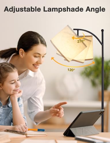 Ambimall Tall Floor Lamps with 3 Color Temperatures Bulb & Adjustable Linen Shade, for Living Room, Bedroom, Office, Class...