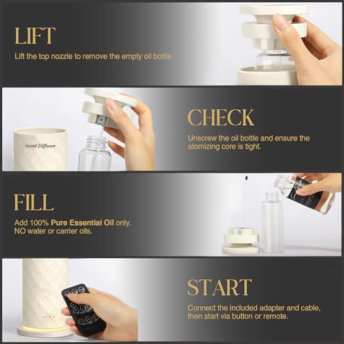 Waterless Scent Diffuser Starter Kit with 5 Oils, Luxury Hotel Style Cold Air Diffuser Oil Machine for Home, 1000 Sq Ft Co...