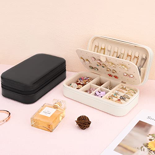 DesignSter Travel Jewelry Box, PU Leather Portable Jewelry Case, Small Jewelry Boxes for Gifts, Travel Jewelry Organizer f...
