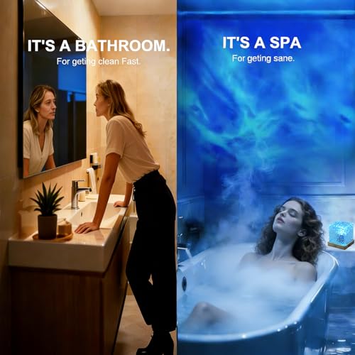 LETOUR Spa Like Shower Lamp,Rechargeable Shower Light 16 Color Changeable Ocean Wave Projector Lamp, Dimmable Waterproof S...