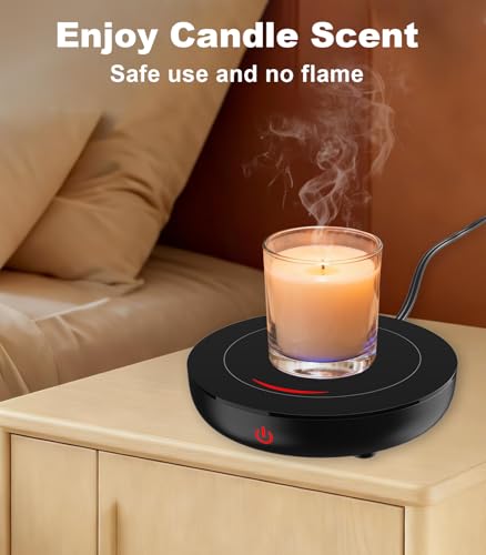 Kepwam Coffee Mug Warmer for Desk, 3-Temp Fast Heating Cup Warmer with 6H Auto Shut Off, LED Light & Smart Candle Warmer f...