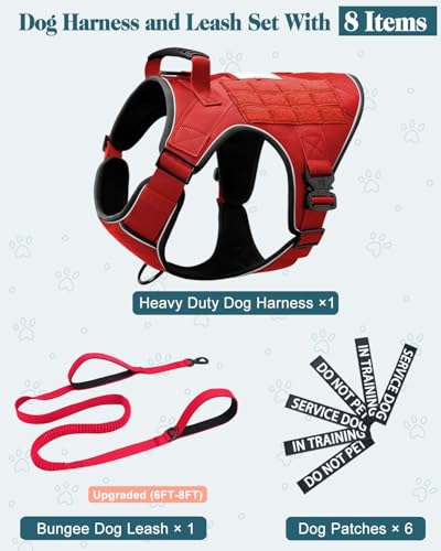 Service Dog in Training Vest Leash Set, Reflective Do Not Pet Dog Harness with Handle and 6 Patches, Full Metal Buckles, f...