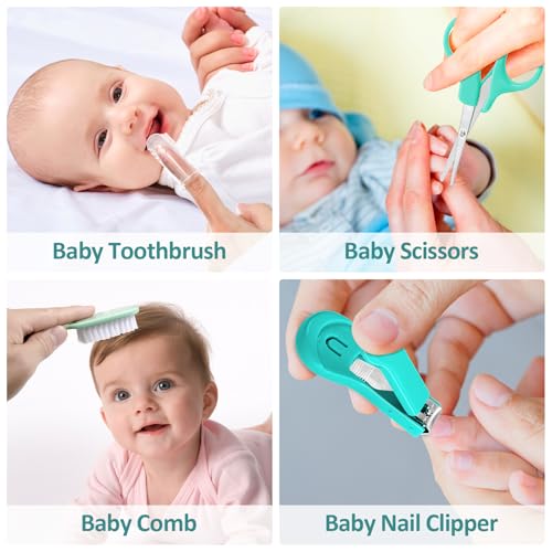 Baby Grooming Kit, Infant Safety Care Set with Hair Brush Comb Nail Clipper Nasal Aspirator,Baby Essentials Kit for Newbor...
