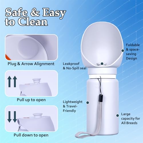 Dog Water Bottle, Silicone Foldable Bottle for Pets, Portable Pet Water Dispenser, Outdoor Travel Dog Drink, Walking Cat D...