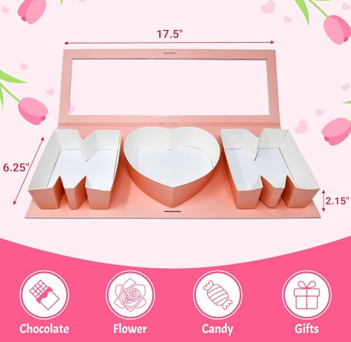Empty Mom Flower Gift Box Mother's Day Floral Arrangement Letter Shaped Cardboard Fillable Box Chocolate Gifts Packaging f...
