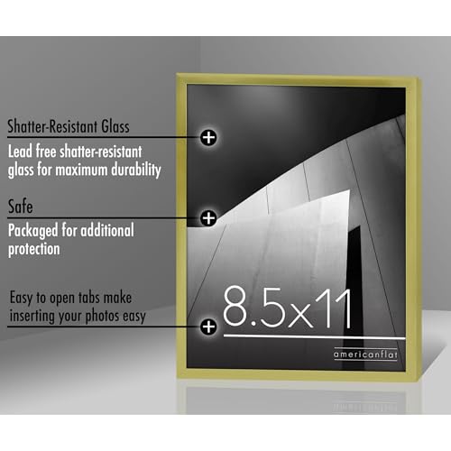 Americanflat 8.5x11 Picture Frame with Shatter-Resistant Glass - Streamline Collection - Thin Border Photo Frame for Table...