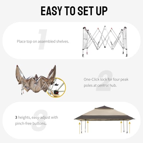 CROWN SHADES 13x13 Pop Up Gazebo, Canopy Tent, Gazebos on Clearance - Outdoor Gazebo for Backyard & Patio Furniture - Carp...