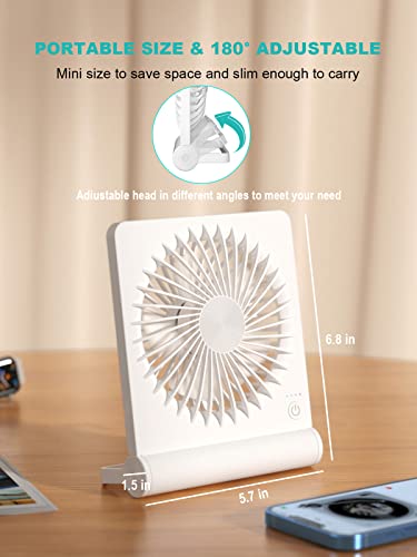 Tevelecin Small Desk Fan,Rechargeable USB Fan Battery Operated,Ultra Quiet, Strong Wind, 3 Speeds Travel Fans