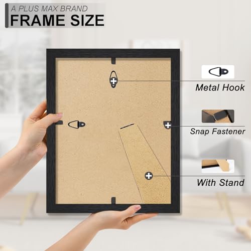 A PLUS MAX 8.5x11 Picture Frame Set of 2, Black Engineered Wood Frame for 8.5 x 11 Inch Picture Poster Photo, Light Weight...