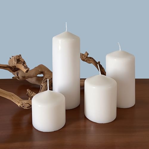 Stonebriar Unscented White Tall Pillar Candles, 65 Hour Burning Candle Pillars, Perfect for Decor, Weddings, Emergencies ...