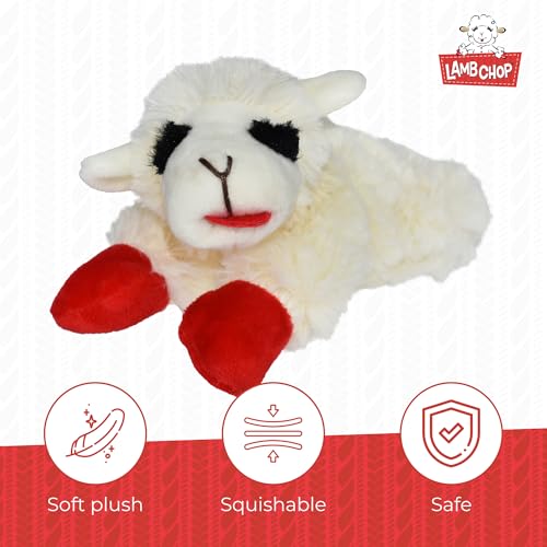 Multipet Lamb Chop Dog Plush Toy - Squeaky Toy for All Dogs - Extra Soft Plush - Stuffed Animal Dog Toy for Cuddling & Pla...