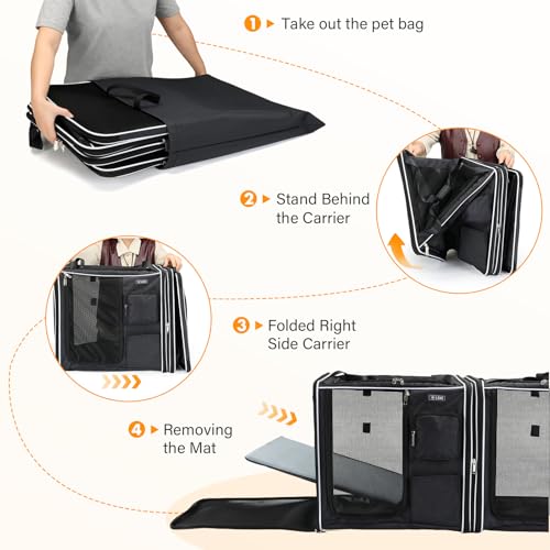 Lekereise Large Cat Carrier Soft Sided, 28" x 13" x 13", Large cat Travel Carrier for 2 Cats with Zipper Locks for Moving ...