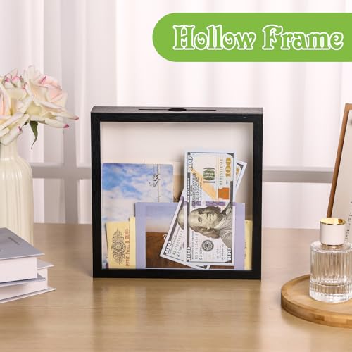 8x8 Traveler Adventure Shadow Box Frame Memory Box for Keepsakes Top Loading Shadow Keepsake Box with Slot for Concert Tra...