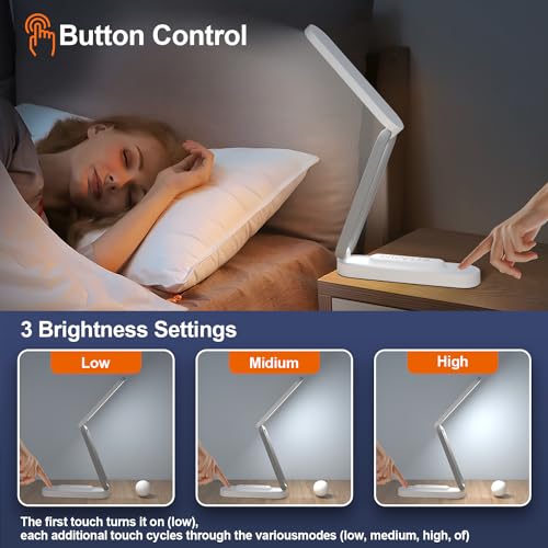 Giryuhd LED Desk Lamp for Office Home & Battery Operated Lamp Rechargeable Lamp Foldable & Portable Light, LED Desk Light ...