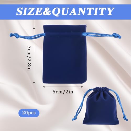 20Pcs Velvet Drawstring Bags, 2.75x3.54 Inch Velvet Drawstring Jewelry Pouches Small Gift Bags for Jewelry Candy Dice Wedd...