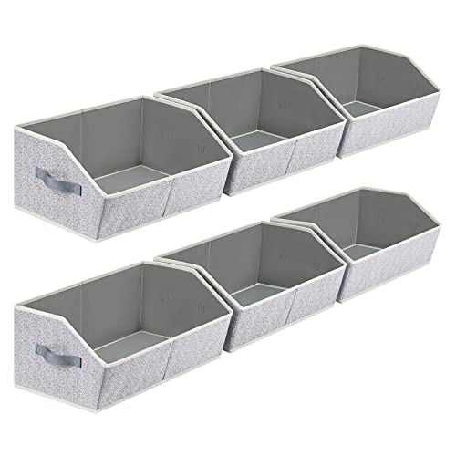 Homsorout Closet Organizers Bins 6 Packs - Large Closet Shelf Organizer with Handles, Fabric Trapezoid Storage Bins, Colla...