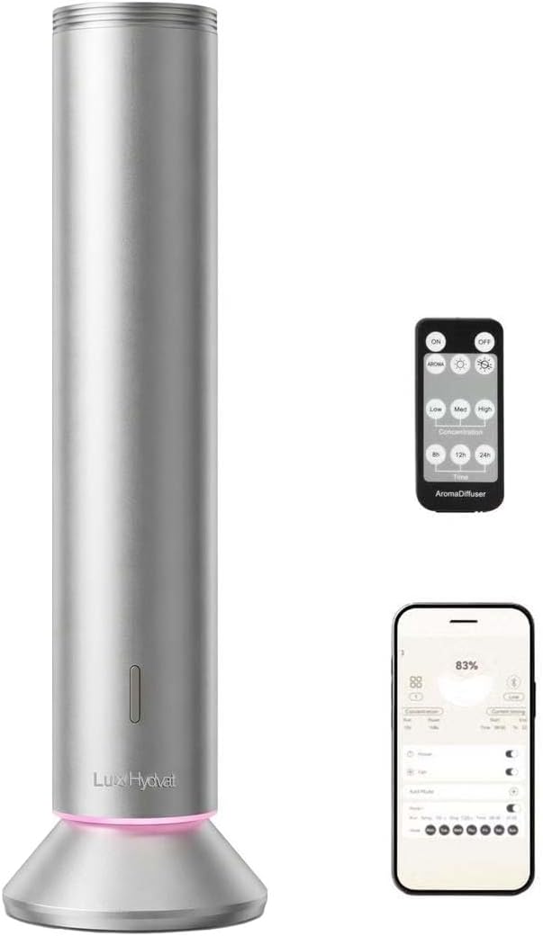 Waterless Essential Oil Diffuser – Smart App & Remote Control, 4000 Sq Ft Coverage, Quiet Aroma Diffuser for Large Room Ho...