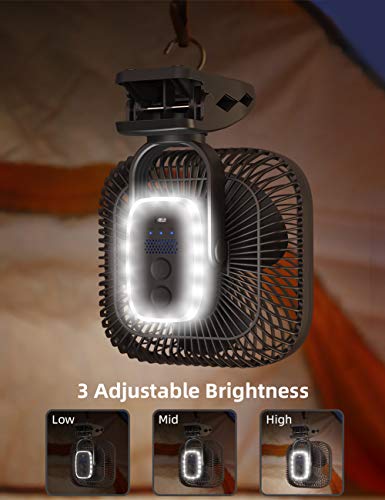 SLENPET 20000mAh Rechargeable Portable Clip-on Fan – Battery Operated, Last 78 Hrs, 4 Speeds with Light & Hook, 8 Inch Per...