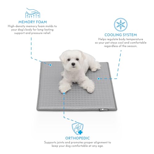 Paw Inspired Cooling Orthopedic Crate Pad for Dogs and Cats, Washable Memory Foam Dog Cooling Mat (23x17 Inch XS/Small Siz...