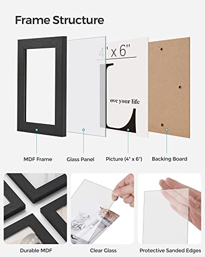 SONGMICS 4x6 Picture Frames Collage Wall Decor, 12-Pack Photo Collage Frame, Multi Picture Frame Set with Glass Front, Ass...
