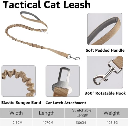 Tactical Cat Harness & Leash Set - Escape-Proof Adjustable for Walking Small Dog Vest Harness with Patches, Soft Mesh Padd...