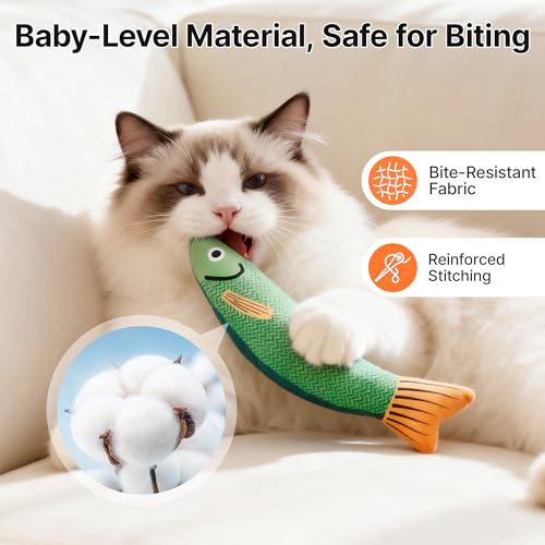 Potaroma Cat Toys Saury Fish, 3 Pack, Catnip Crinkle Sound, Soft and Durable, Interactive Kitten Kicker for Indoor Kitty E...