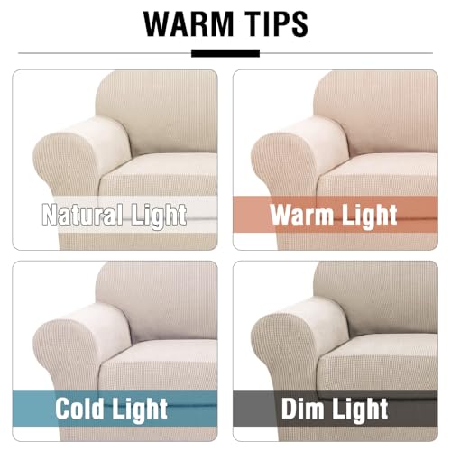 H.VERSAILTEX 4 Piece Stretch Couch Covers for 3 Cushion Couch Sofa Furniture Slipcovers Feature Upgraded Thicker Jacquard ...