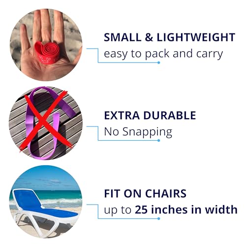 Towel Bands (6-Pack), Beach Pool & Cruise Chairs, Extra Durable, No Snapping, Cruise Ship & Beach Essentials, Great Altern...